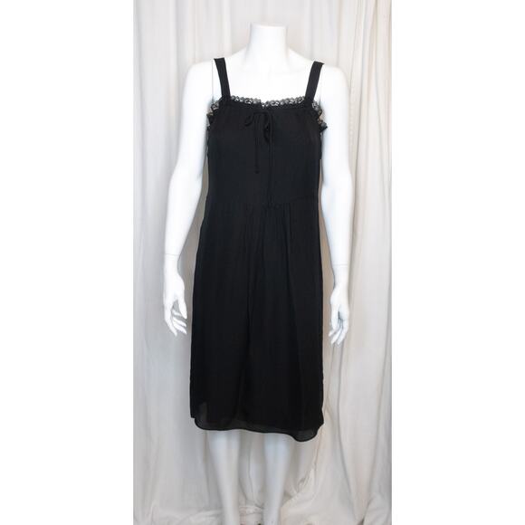 JENNI KAYNE Silk Black Lace Trim Slip Mini Dress US XS - Picture 2 of 13
